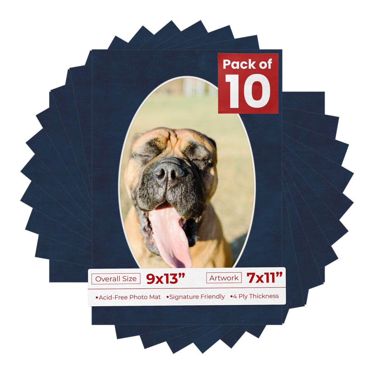 Navy Suede Mat Board for 9x13 Frames - Oval Opening for 7x11 Photos